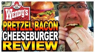 Wendys Pretzel Bacon Cheeseburger Review and Drive Thru Test [upl. by Raybin]