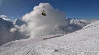 Skiing the start of Lauberhorn Downhill course to the Kernan S bend [upl. by Anier318]