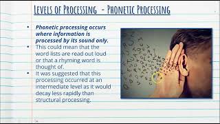 Levels of Processing  Cognitive Psychology  Stage 1 Psychology [upl. by Youngman]