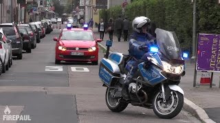 KleinfahrzeugWerkstattwagen BF Karlsruhe  Krad Polizei bei einem Marathon [upl. by Inimak135]