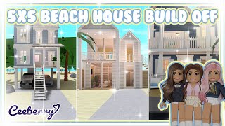 Bloxburg  5x5 Beach House Build Off with Amberry and Phoeberry [upl. by Morton]