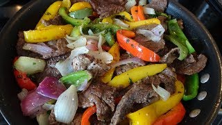 Bistec de Res con Pimientos y Cebolla facil y delicioso bistecderes fajitas recetadecarne [upl. by Chamberlain]