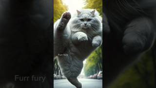 karate cat saves kitten aicat aiart funnycat viralcat viralvideos [upl. by Ykcir]