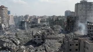 Drone video of destruction in Gaza [upl. by Rhianna404]