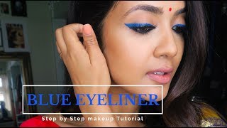 Blue Liner  Saree Look  Vithya Hair and Makeup [upl. by Barsky]