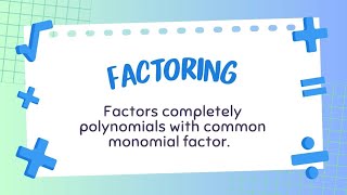 Factoring polynomials with common monomial factor maths mathematics mathtricks mathshorts [upl. by Norred]