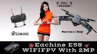 Eachine E58 Pocket Drone Baby quotMavicquot Full Review [upl. by Wrennie]