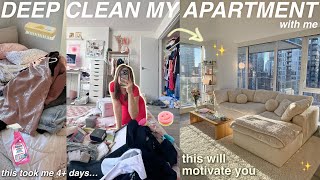 EXTREME APARTMENT DEEP CLEAN OUT  decluttering organizing amp cleaning the mess it was so bad [upl. by Lladnik]