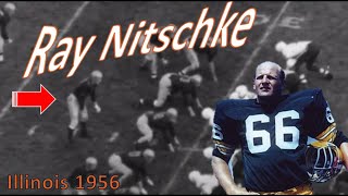 Hall of Fame Packers LB Ray Nitschke College HighlightIllinois 1956 vs Wisconsin [upl. by Iblehs568]