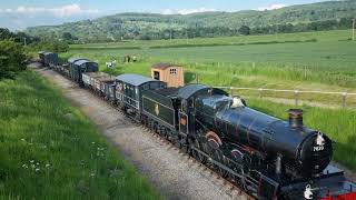 Dinmore Manor with goods train at Hayles Abbey Halt May 2024 [upl. by Ardnassak]