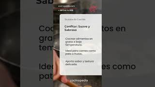 Técnicas de Cocción  Confitar Suave y Sabroso CocinoPedia Confitar RecetasSabrosas [upl. by Tereb]