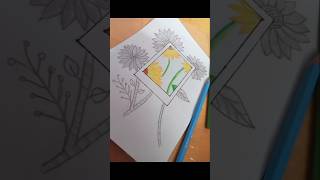 Aesthetic drawing idea ✨🌻  pencil amp pencil colour  shorts asthetic sunflower drawing [upl. by Artamas820]