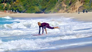 How to Skimboard with East Coast Champion Johnny Weber Learning The Monkey Drop [upl. by Oswin604]