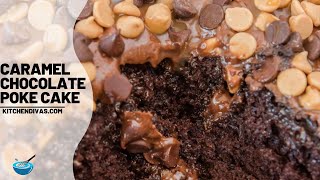 Irresistible Caramel Chocolate Poke Cake Full Of Ooey Gooey Goodness [upl. by Jorry]