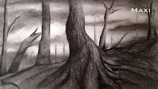 Árbol al carboncillo cómo dibujar árboles HD [upl. by Anha477]