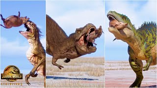 All Carnivore Dinosaurs Brutal Hunting Animations vs PIGS Jurassic World Evolution 2 [upl. by Zined767]