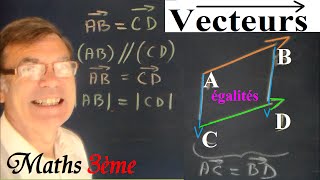 Maths 3ème Chasles  Vecteurs et propriétés vectorielles [upl. by Bonn226]