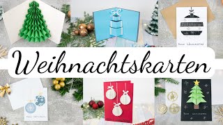 DIY Weihnachtskarten aus Papier basteln  6 einfache Ideen [upl. by Zerla]