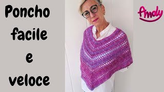 Tutorial Poncho Mantella Scialle facile e veloce uncinetto semplice [upl. by Daisi]