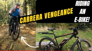 Riding a Carrera Vengeance E Bike  Mountain Bike  Ride and Review  and you can buy it [upl. by Lytsirhc]