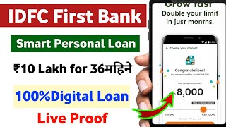 IDFC First Bank Smart Personal Loan Upto ₹10 Lakhs for 36 Month Tenure New Loan App Fast Approval [upl. by Aisatana]