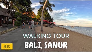 LETS WALK AND ENJOY BALI  Bali Walking Tour Sanur Enjoy Sunset Beach Coastal Street 2024 4K [upl. by Aleacim]