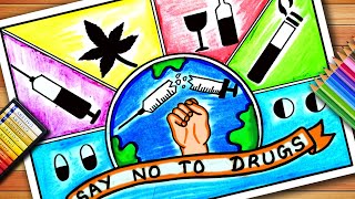 International Day Against Drug Abuse Drawing  Drug Poster Drawing  Drug Abuse Awareness Poster [upl. by Otila]