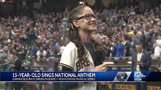 Racine teen sings Opening Day national anthem [upl. by Carling]