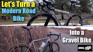 Lets Turn a Road Bike into a Gravel Bike [upl. by Eanel937]