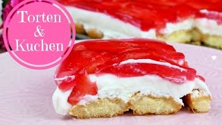 NO BAKE Erdbeerkuchen I QuarkSahneTorte mit Erdbeeren I Muttertagskuchen ohne backen [upl. by Hausner]