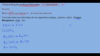 Formulación inorgánica 40 Hidróxidos fórmula [upl. by Ettesil827]