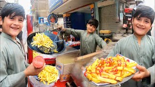 8 Years Old Afghan Kid Selling FRENCH FRIES  Kid Hardworking  Famous French Fries In Afghanistan [upl. by Ettelrahc]