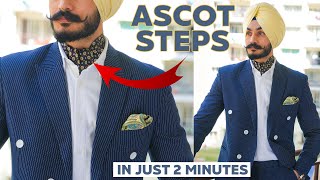 How to tie an Ascot  Easy Steps to wear Ascot tie in 2 mins [upl. by Jamima]