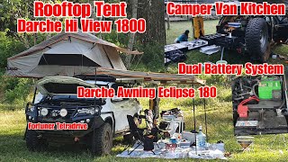 CAMPING PAKAI 2 AKI UNTUK COLOKAN LISTRIK REVIEW CAMPERVAN KITCHEN TOYOTA FORTUNER TENDA DI ATAP [upl. by Minsat]