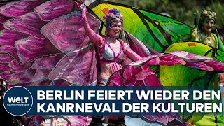 KARNEVAL DER KULTUREN Großer Straßenumzug in Berlin nach drei Jahren CoronaPause [upl. by Ahtnahc]