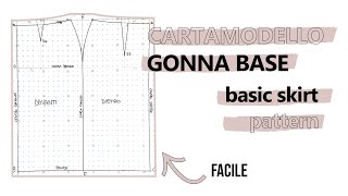 TUTORIAL CARTAMODELLO GONNA BASE DA ZERO  BASIC SKIRT PATTERN DRAFTING FROM SCRATCH sub eng [upl. by Kailey372]