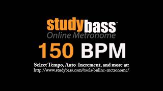 150 BPM Online Metronome 3 min  StudyBass [upl. by Cyprus]