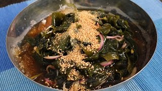 Sweet amp sour seaweed salad Miyeokmuchim 미역무침 [upl. by Kcirej]