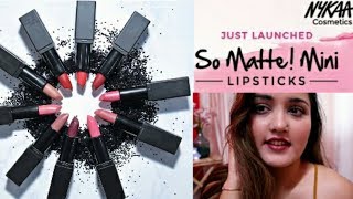 Nykaa So Matte Mini Lipsticks  Review and Swatches  Comparison with Nykaa So Matte lipsticks [upl. by Ednutey66]