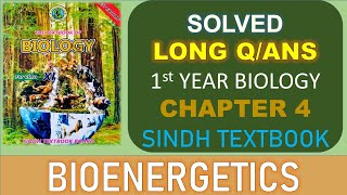 1st Year Biology  Chapter 4  Bioenergetics  Long QAns  Solved  Sindh Textbook New Book [upl. by Ennaeirrac]