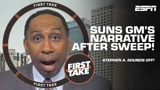 WHAT THE HELL WAS HE WATCHING Stephen A DISAGREES with Suns GM on team NARRATIVE 😬  First Take [upl. by Gnni676]