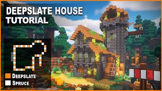 Minecraft How to build a Deepslate Survival House  Simple Tutorial [upl. by Clancy]