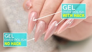 How To Gel Over Polish  No Wrinkles [upl. by Nanahs649]