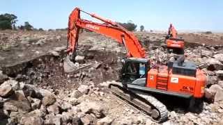 Large Hitachi Zaxis5 excavators at work in Israel [upl. by Annairba]