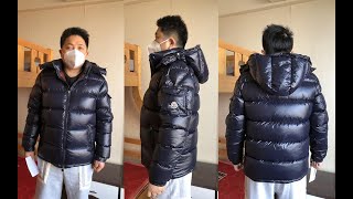 Moncler Maya Down Jacket Night Blue Try On Review [upl. by Otit346]