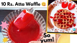 Crispy waffles recipe with Homemade Strawberry syrup  Atta waffles  Wheat waffles recipe [upl. by Rowley]