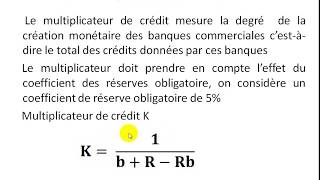 Économie monétaire S3 partie 12 quot le multiplicateur de crédit quot [upl. by Shaw627]