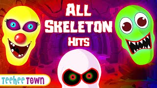 ALL SKELETON HITS Skeleton Dance All Night Long Spooky Scary Skeleton Songs For Kids  Teehee Town [upl. by Ediva819]