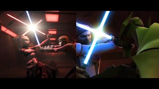 Star Wars The Clone Wars Anakin Skywalker VS Asajj Ventress amp Obi Wan Kenobi VS Grievous ITA [upl. by Yesiad]