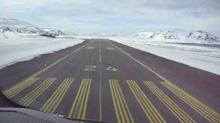 Wideroe Dash 8 cockpit view landing at Berlevåg Norway [upl. by Aloek253]